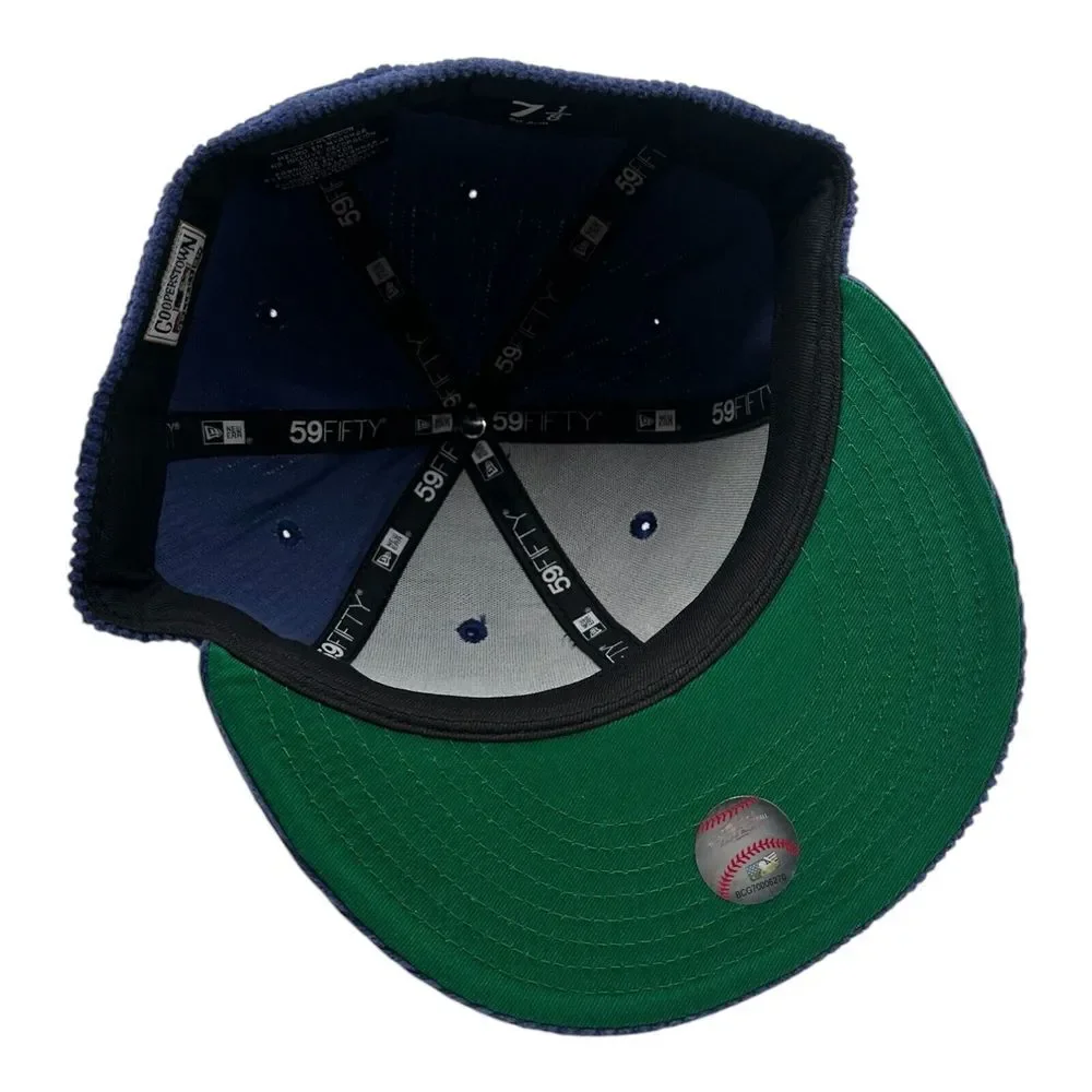 New Era 59Fifty Milwaukee Brewers Hat Cap 7 1/8 Royal Blue Corduroy MLB Baseball